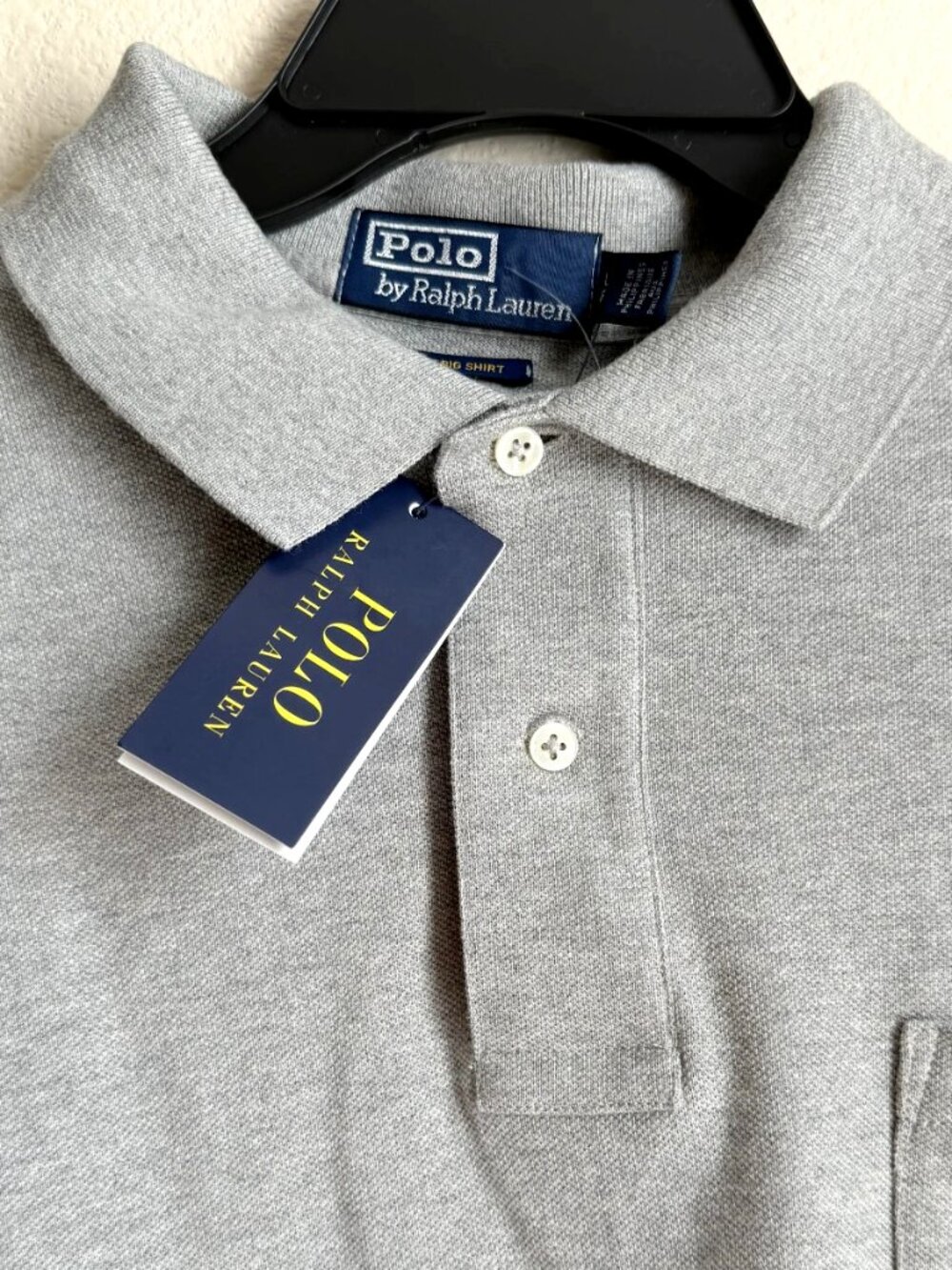 Polo Ralph Lauren Men's The Big Shirt Polo Cotton Grey Heather Size L NWT - Picture 3 of 14
